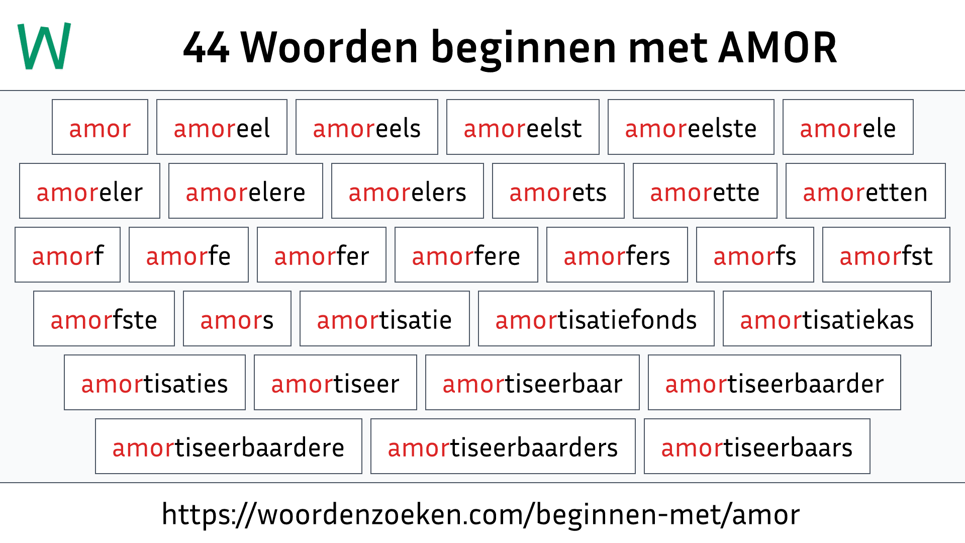 Woorden beginnen met AMOR