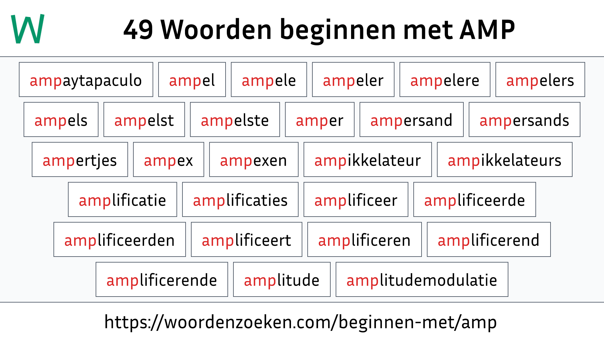 Woorden beginnen met AMP