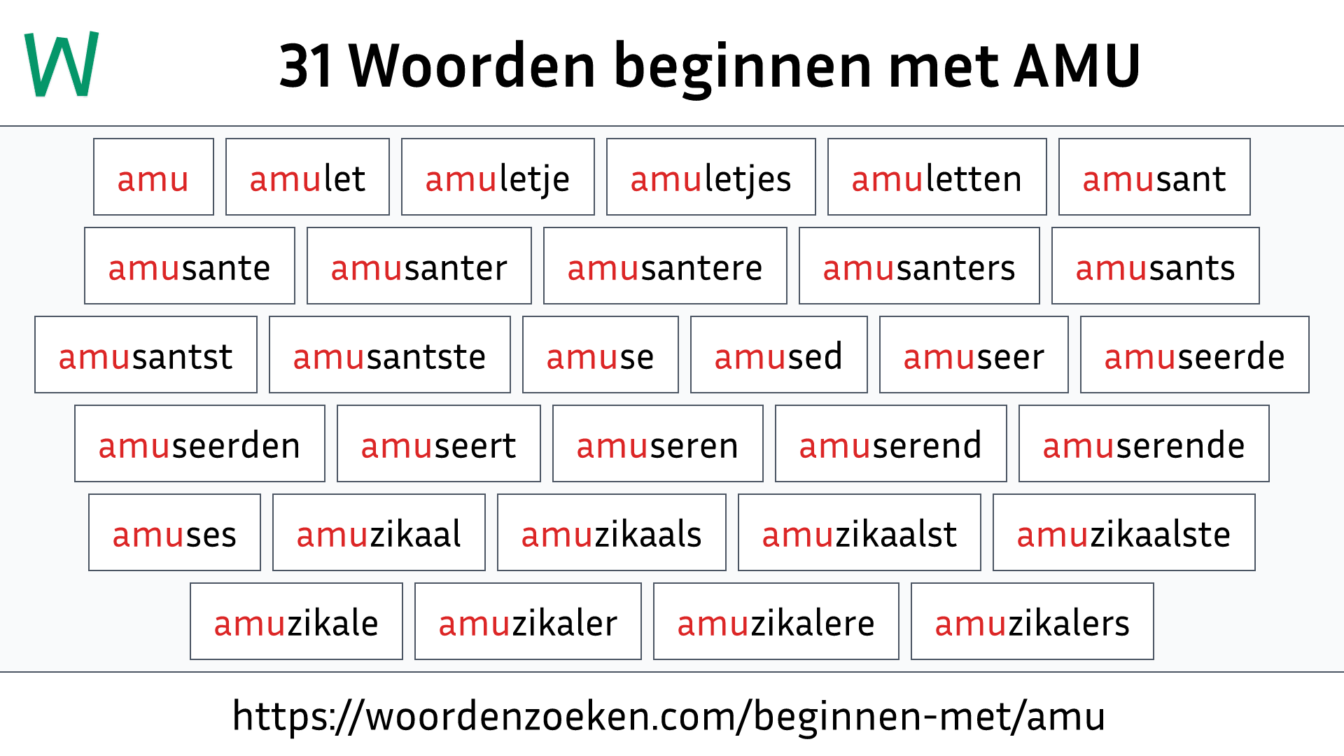 Woorden beginnen met AMU