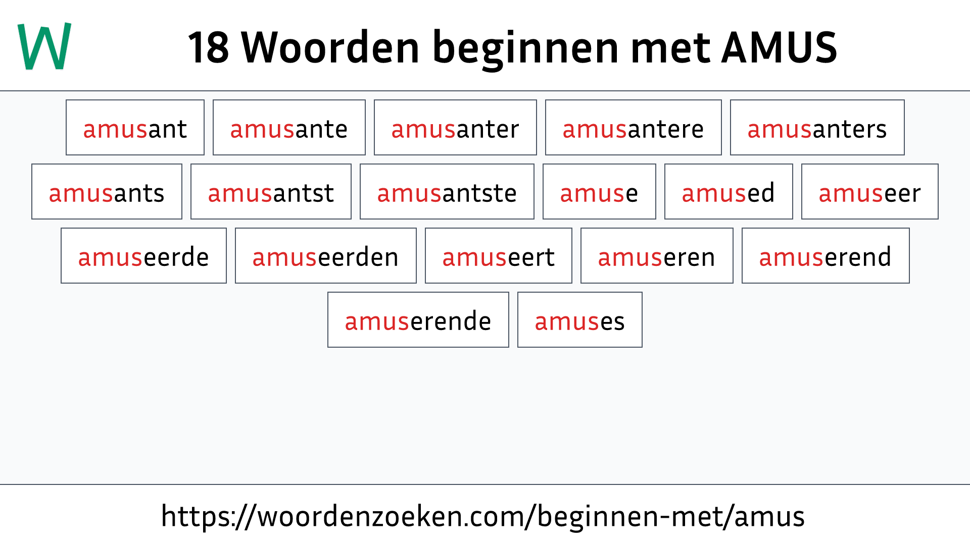 Woorden beginnen met AMUS