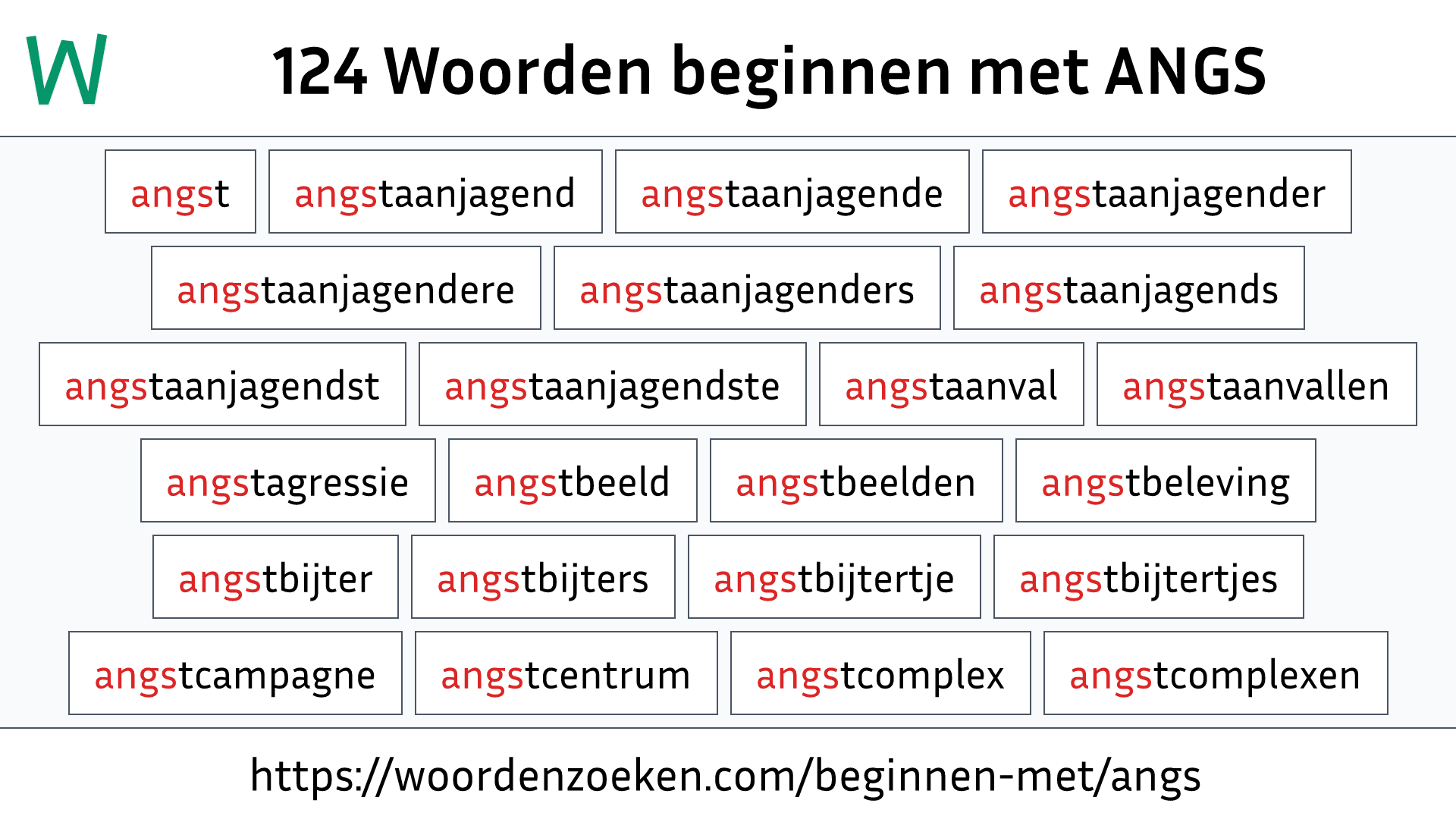 Woorden beginnen met ANGS