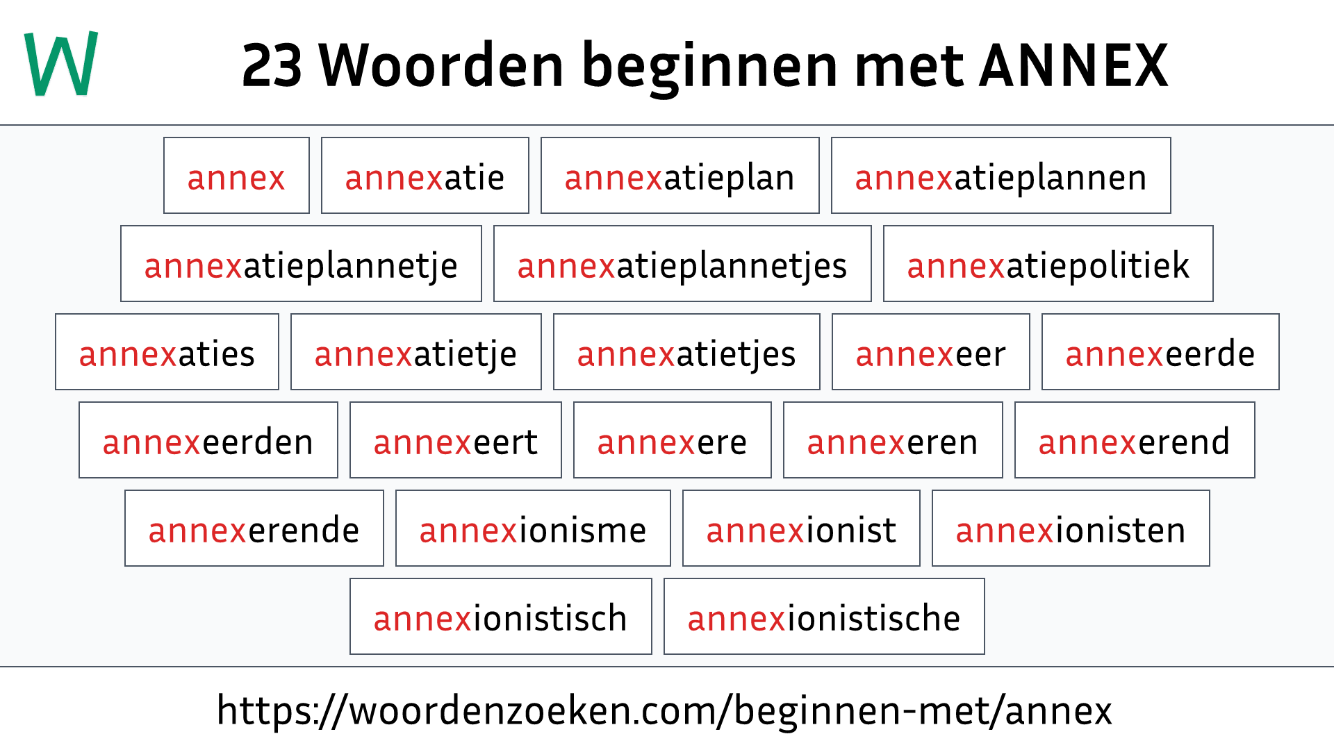 Woorden beginnen met ANNEX