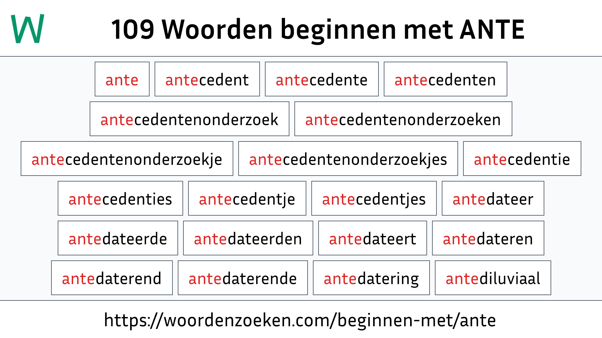 Woorden beginnen met ANTE