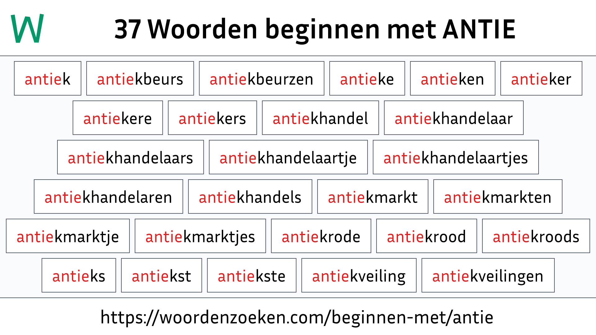 Woorden beginnen met ANTIE