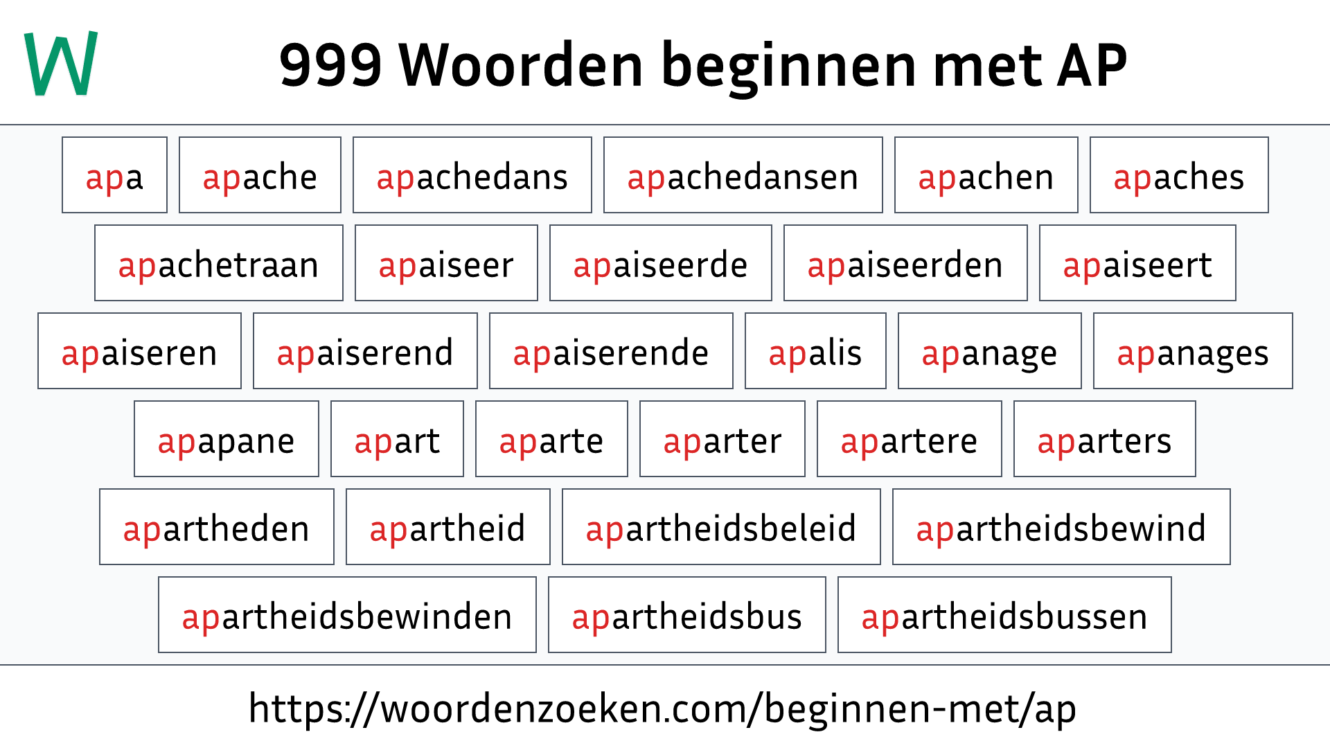 Woorden beginnen met AP