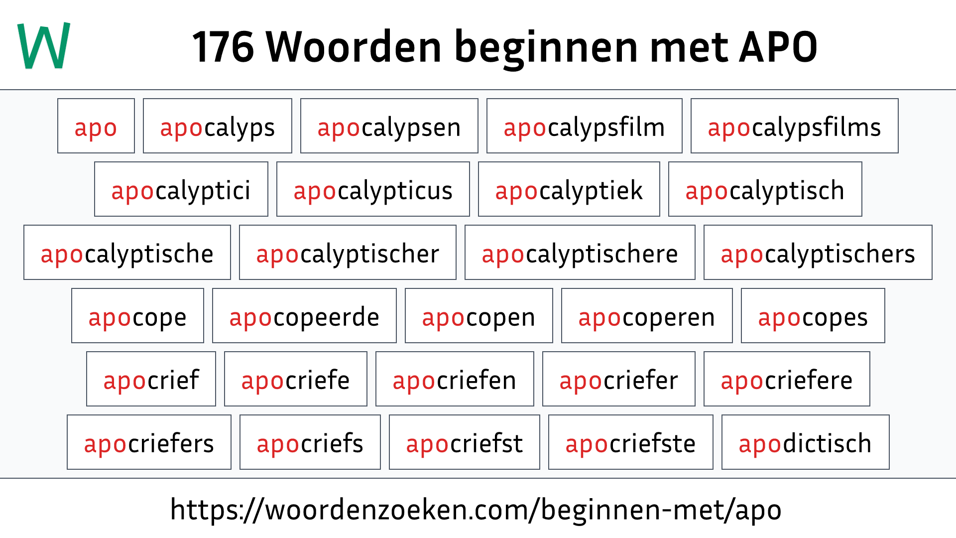 Woorden beginnen met APO