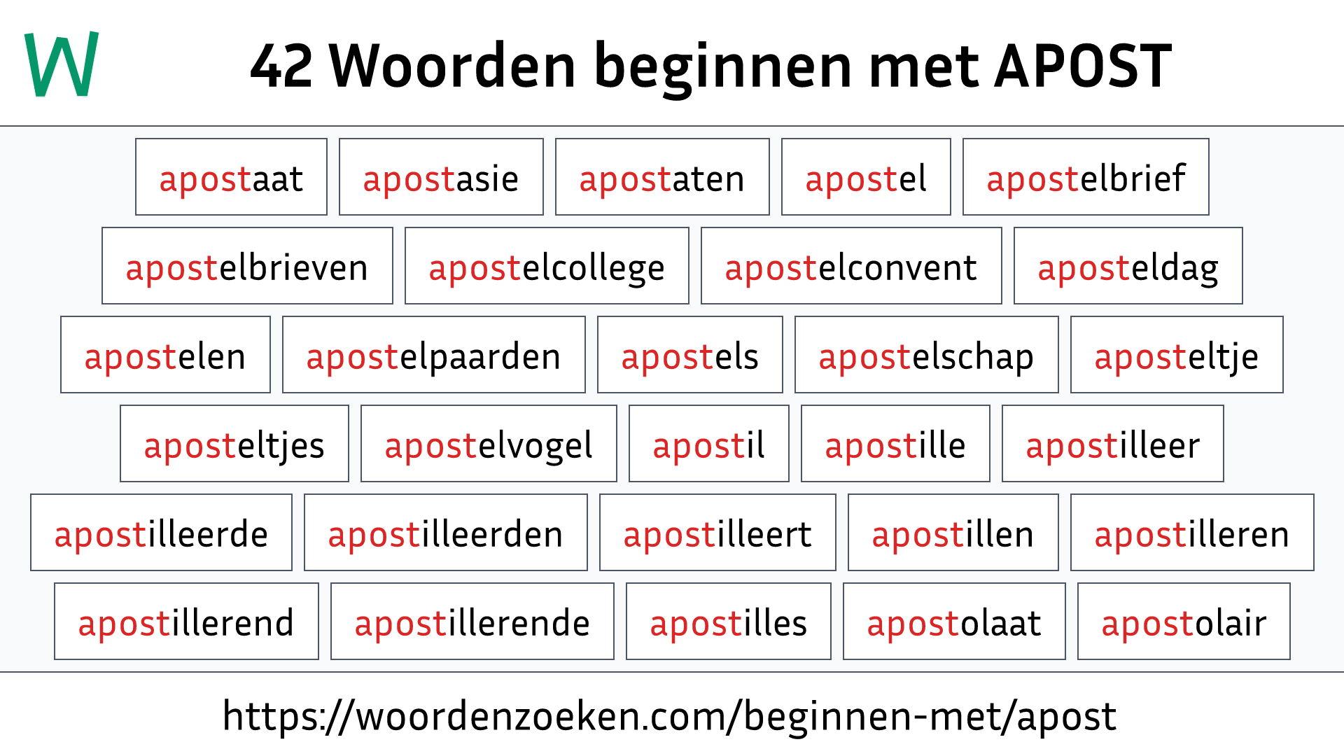 Woorden beginnen met APOST