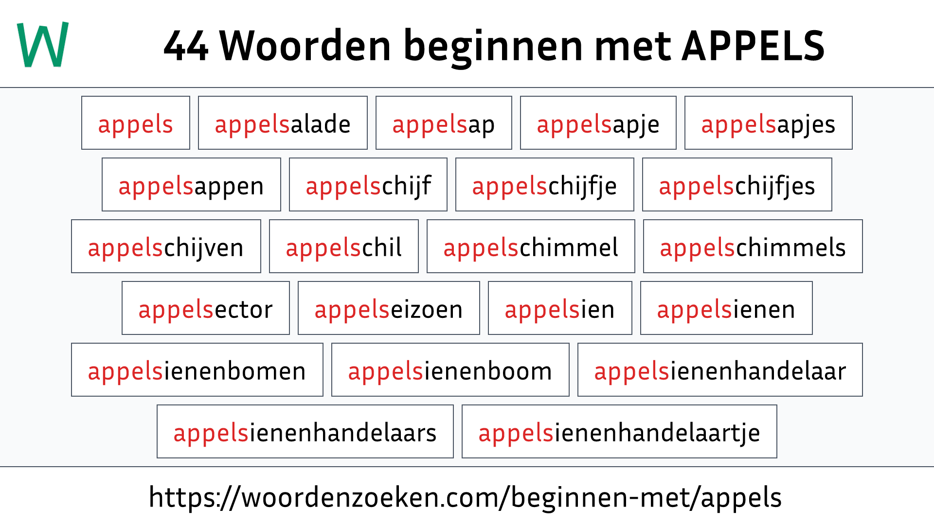 Woorden beginnen met APPELS