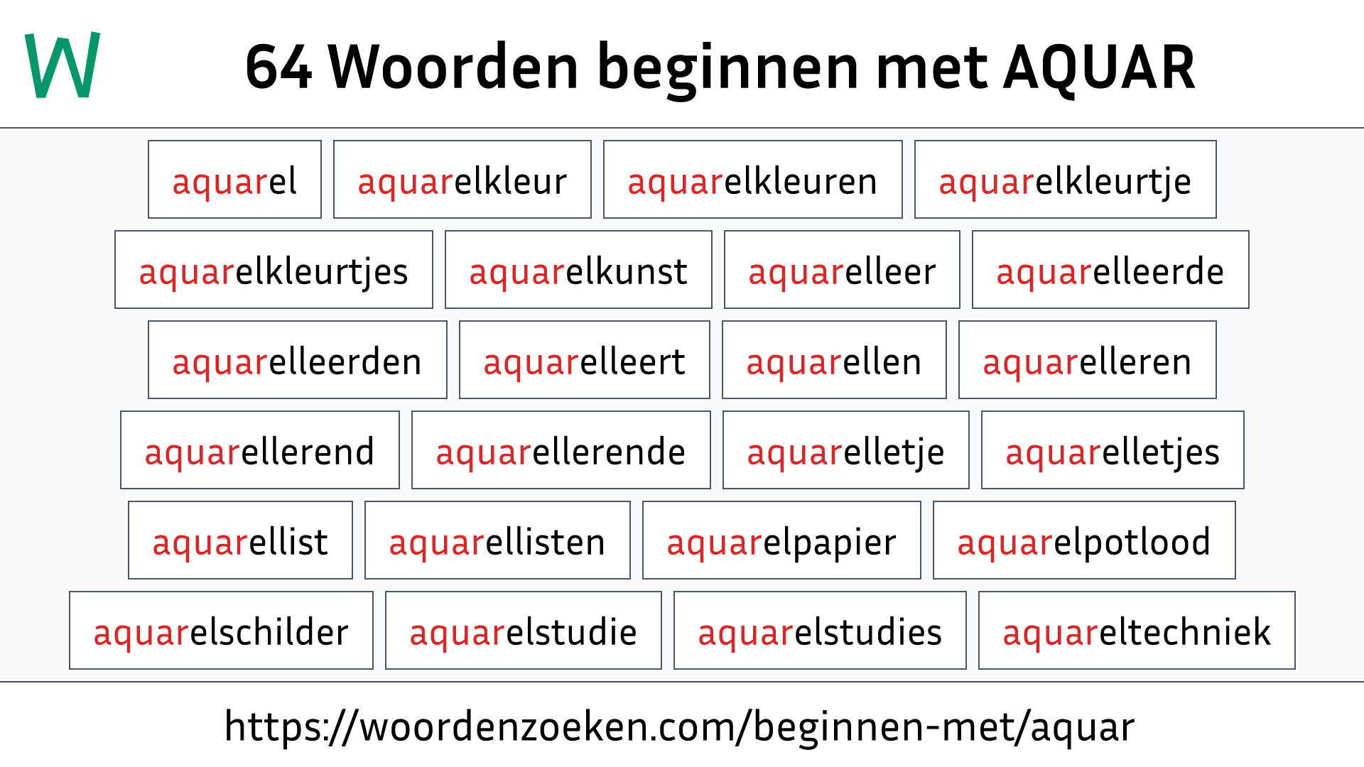 Woorden beginnen met AQUAR