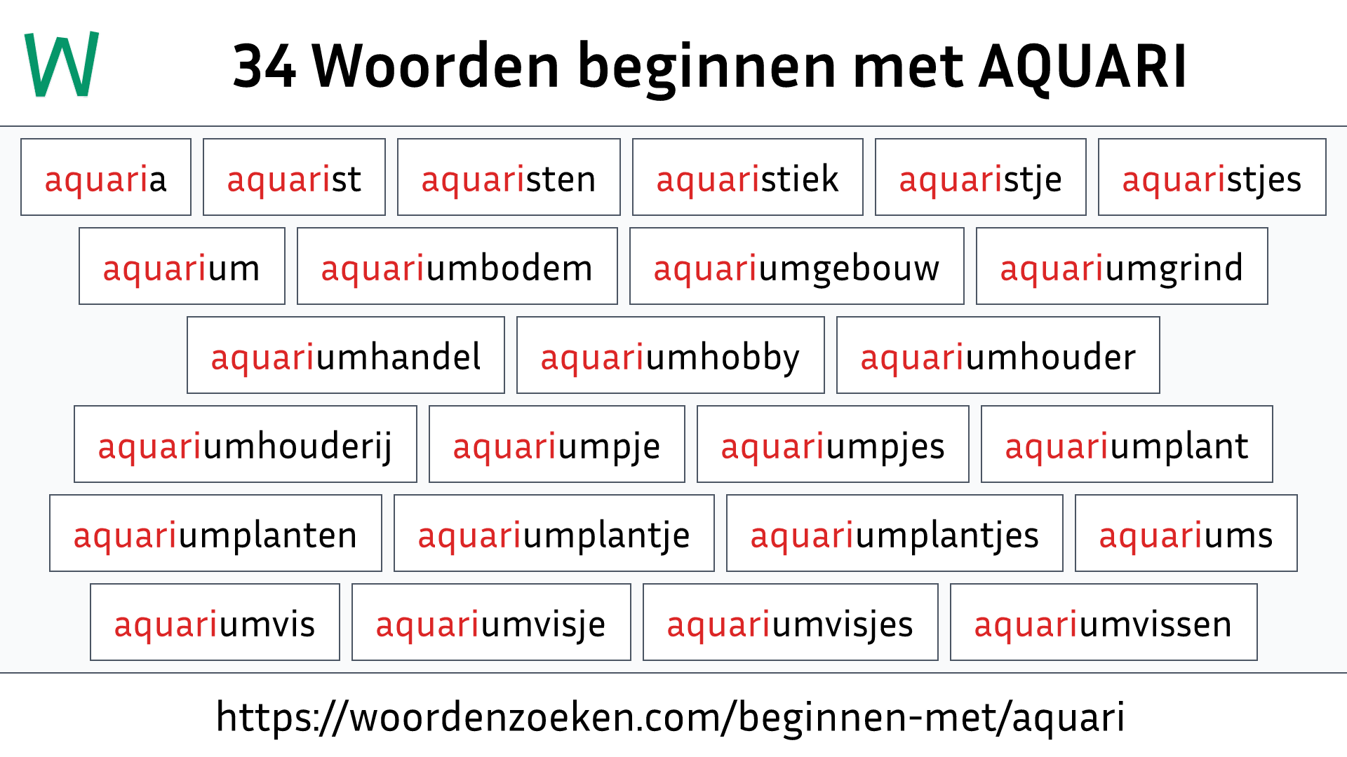 Woorden beginnen met AQUARI