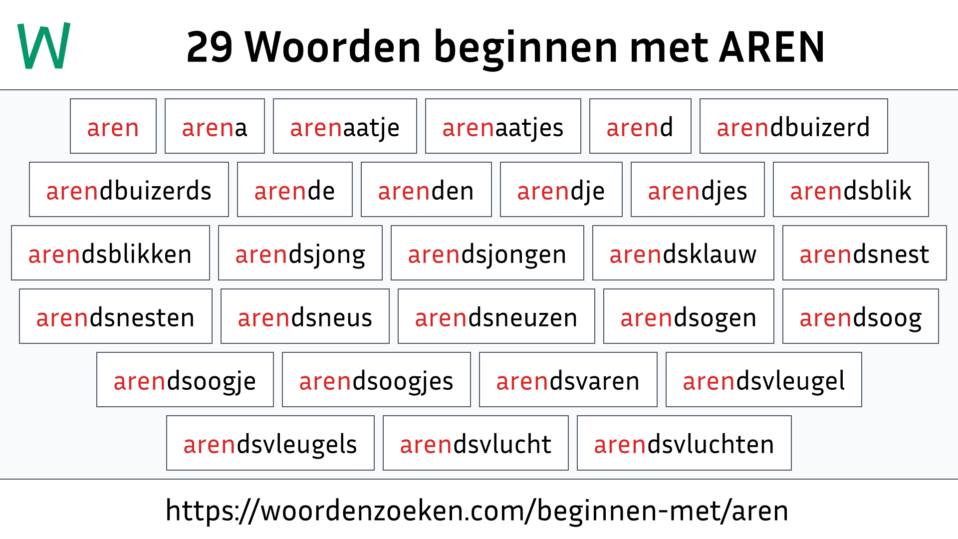 Woorden beginnen met AREN