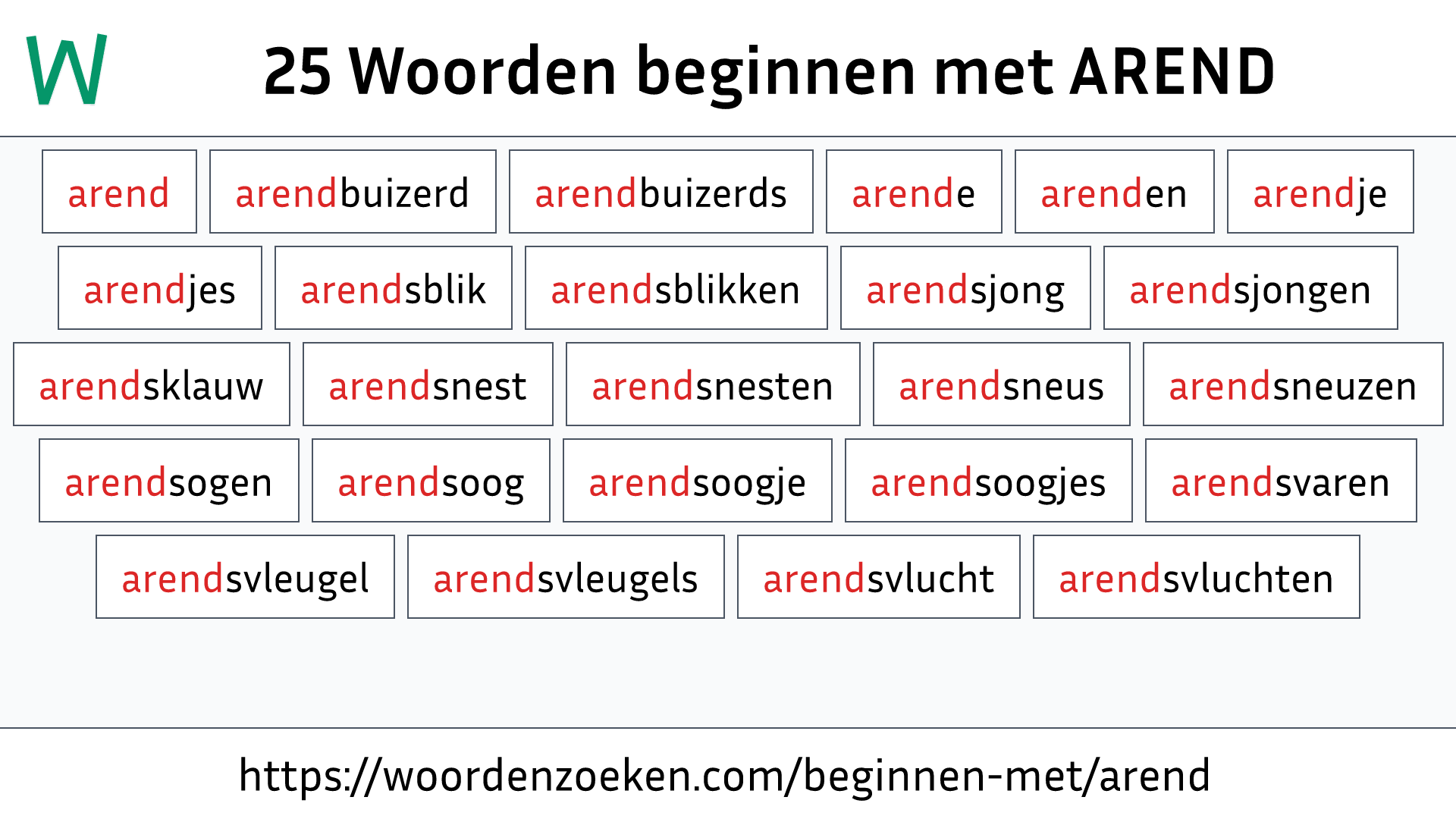 Woorden beginnen met AREND