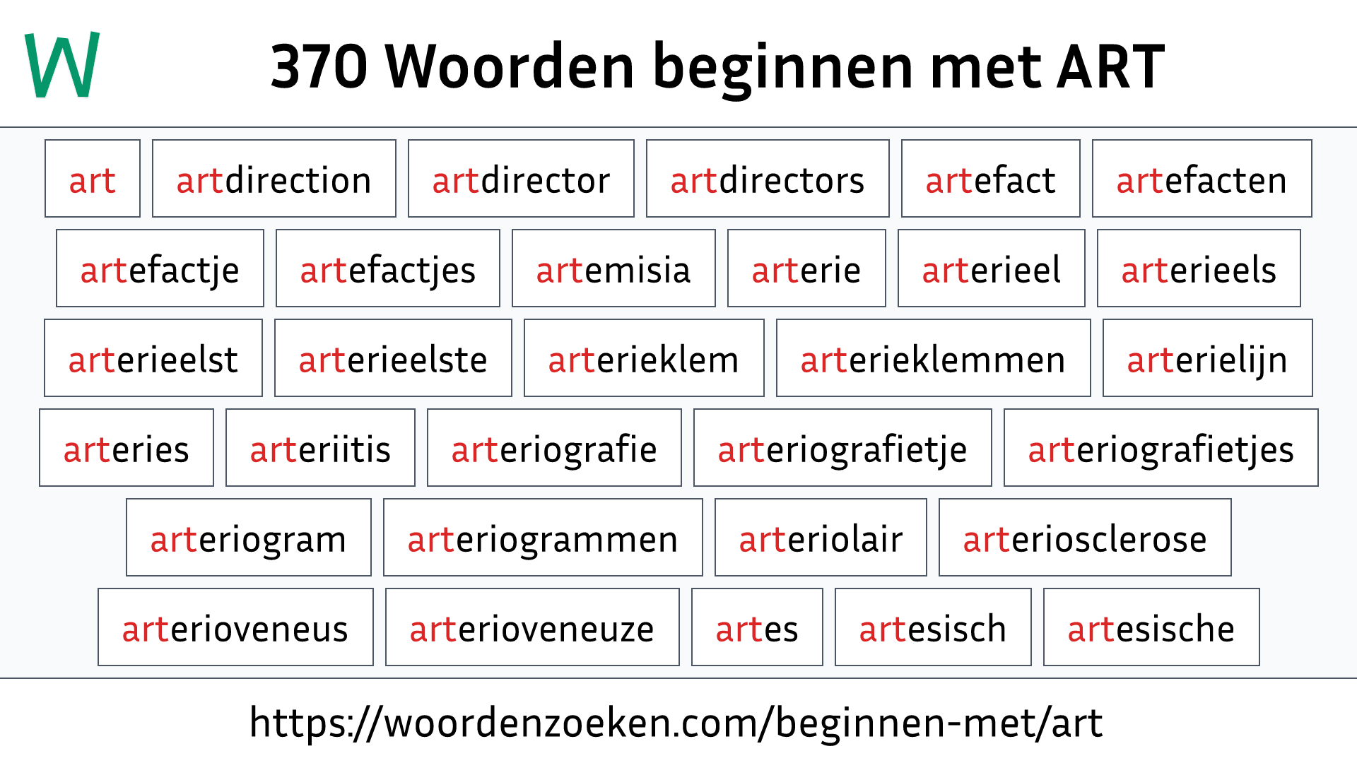 Woorden beginnen met ART