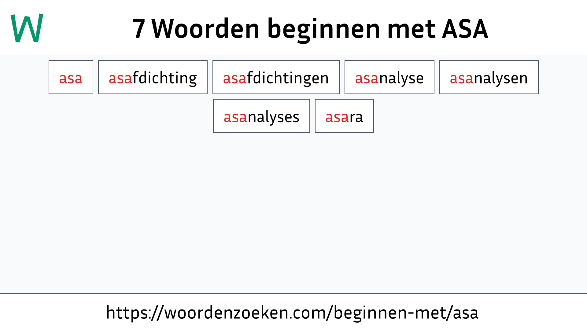 Woorden beginnen met ASA