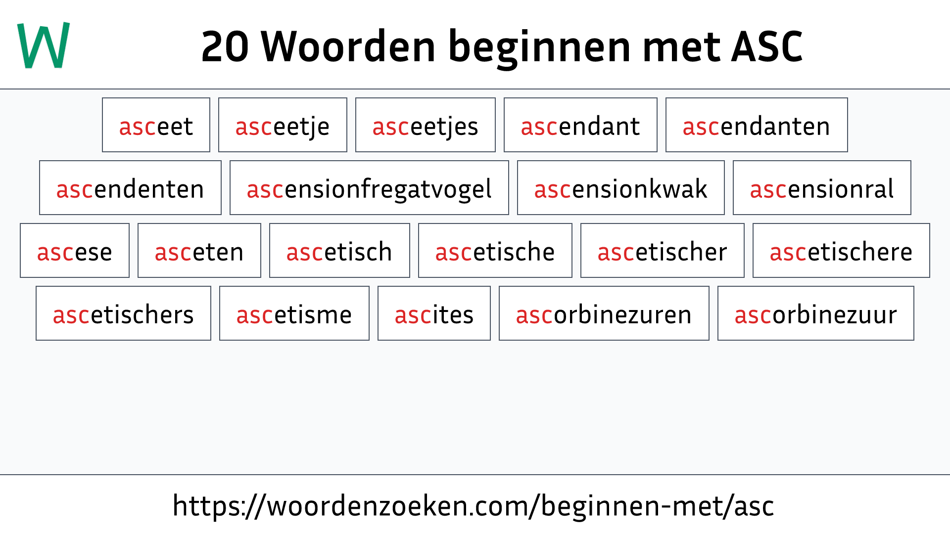 Woorden beginnen met ASC