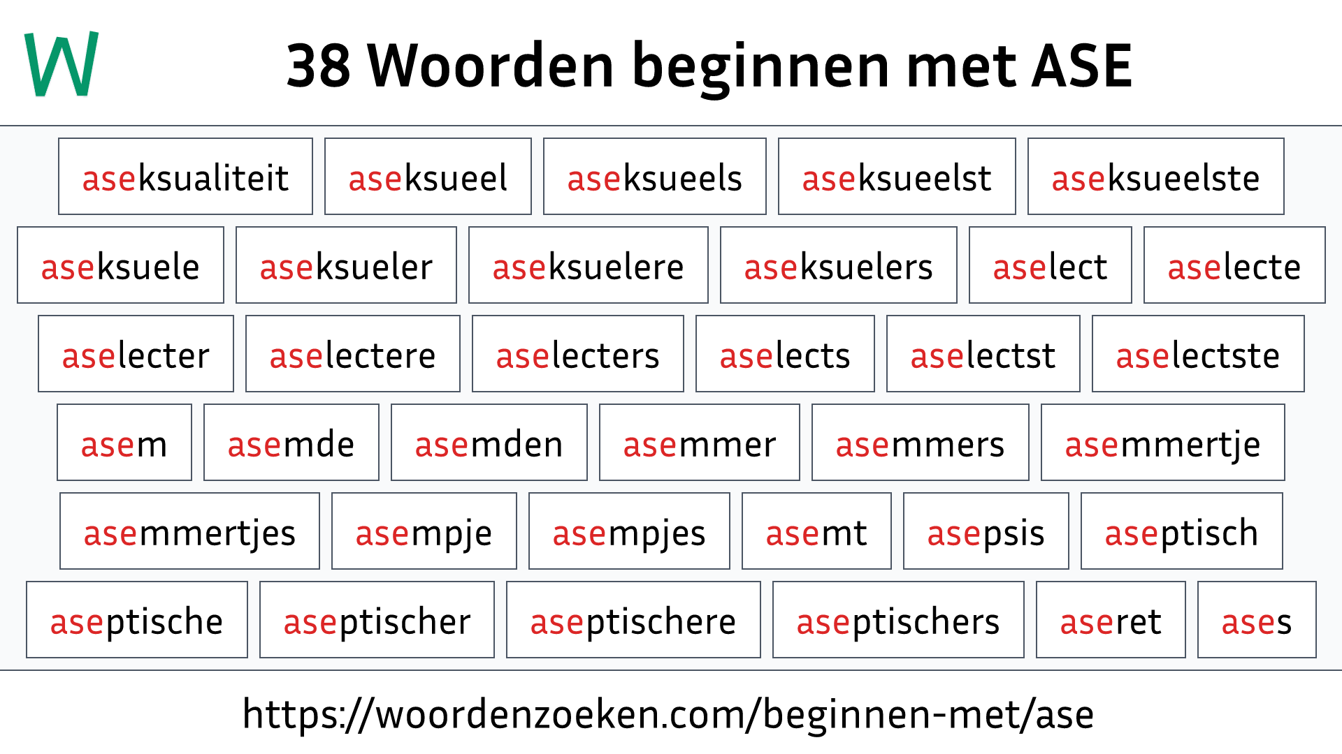 Woorden beginnen met ASE