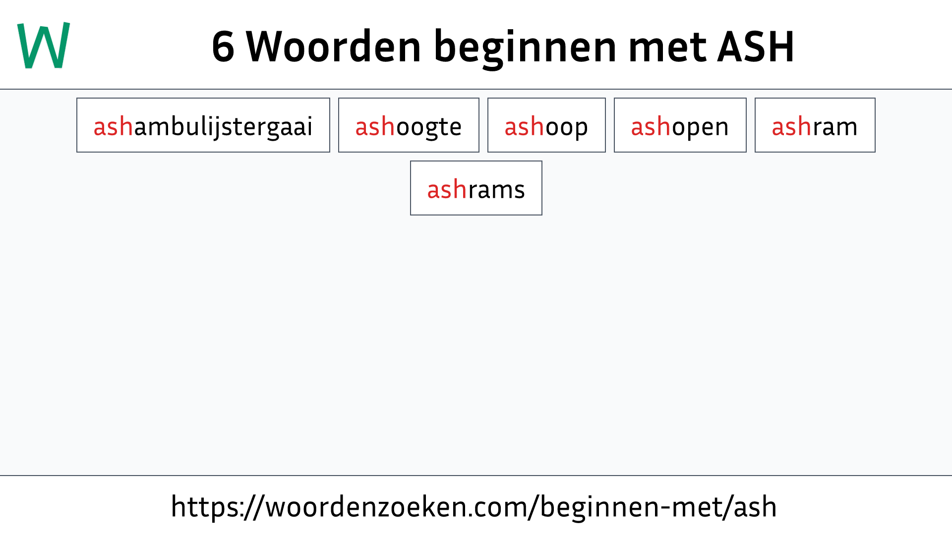 Woorden beginnen met ASH