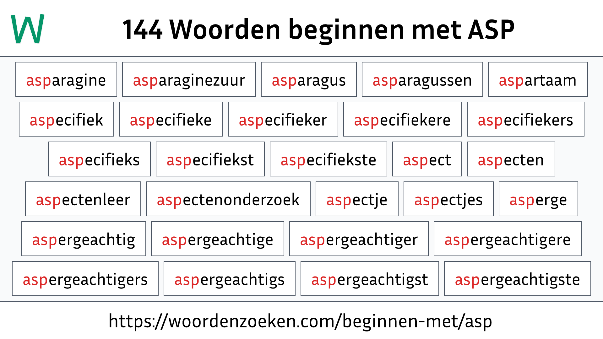 Woorden beginnen met ASP