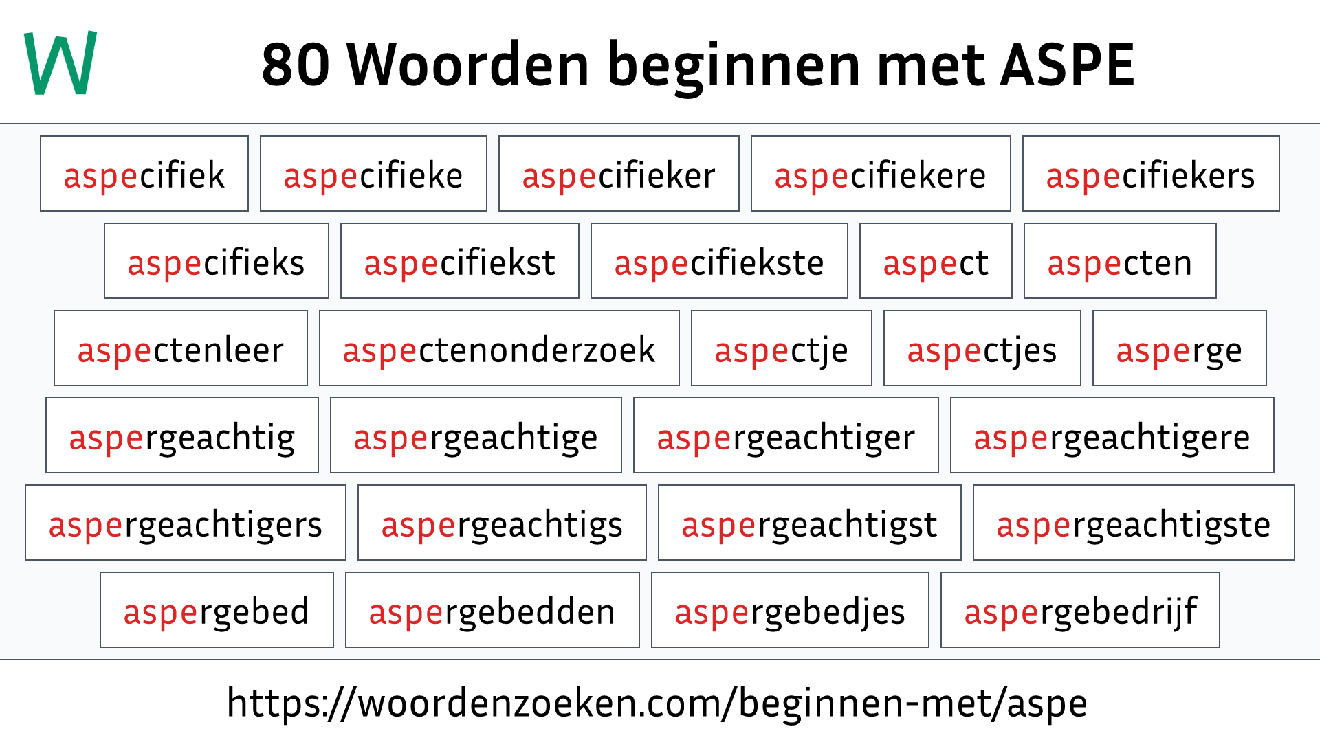 Woorden beginnen met ASPE