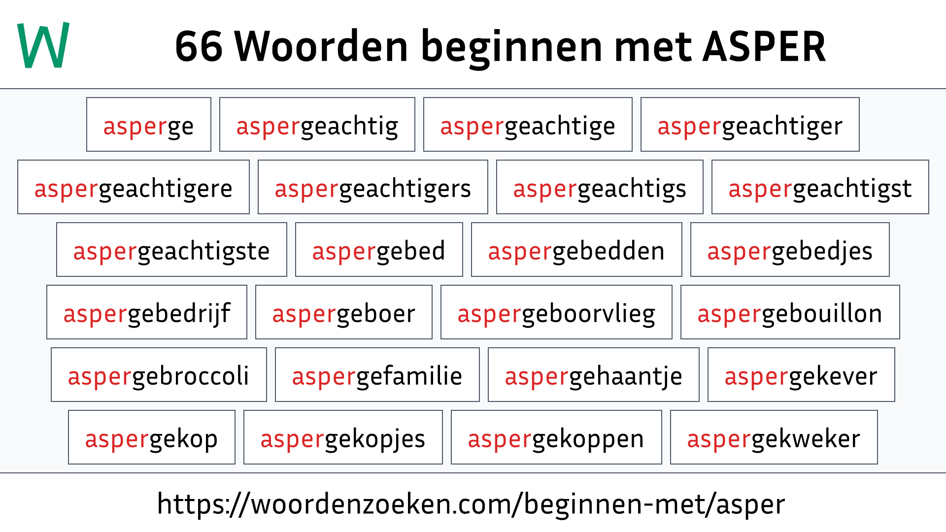 Woorden beginnen met ASPER