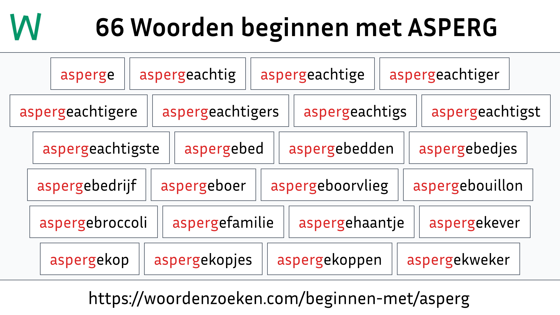 Woorden beginnen met ASPERG