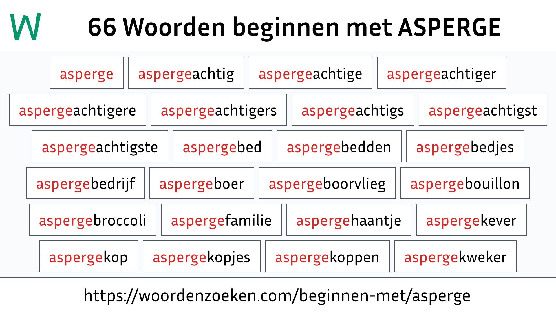 Woorden beginnen met ASPERGE