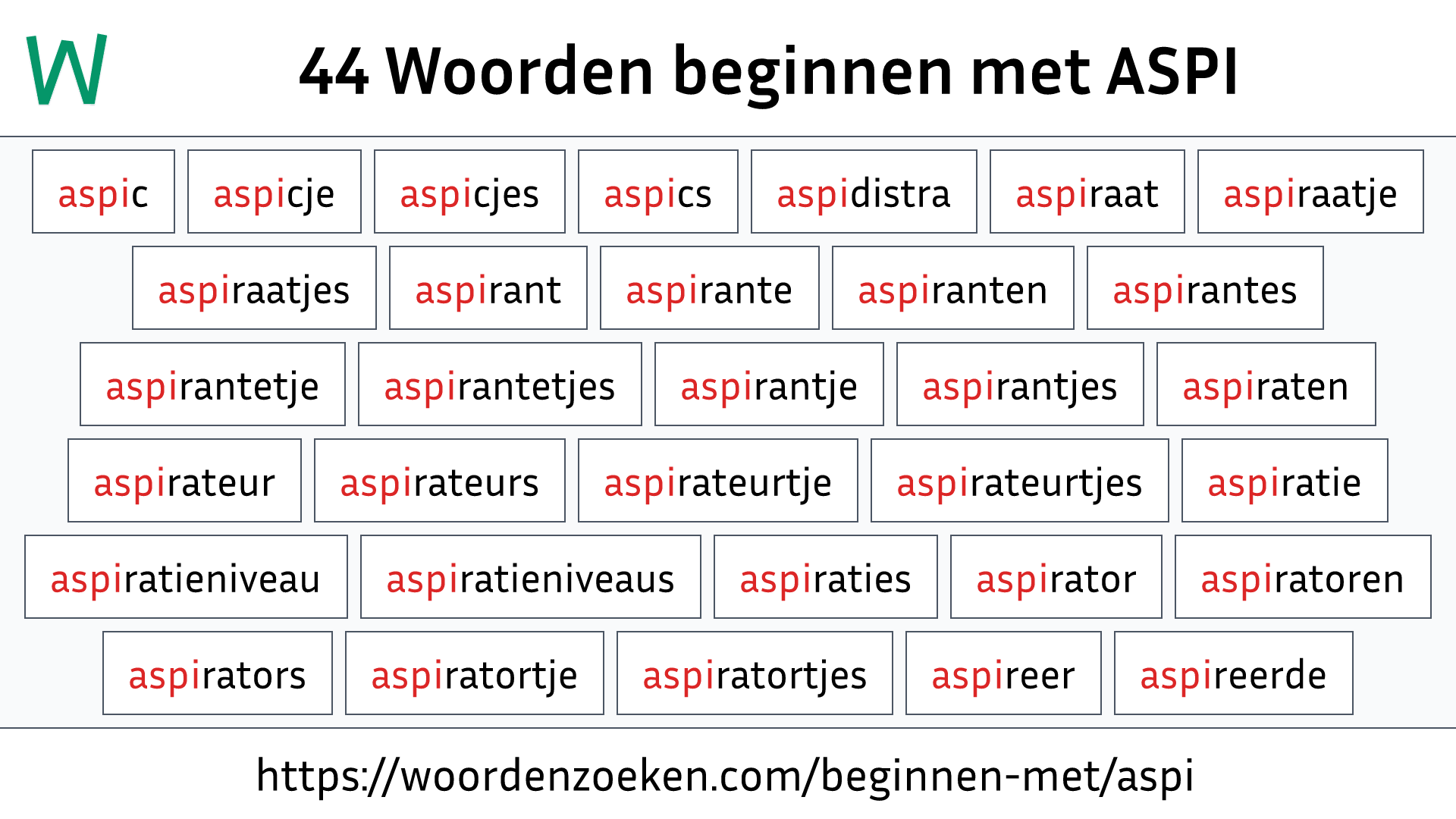 Woorden beginnen met ASPI