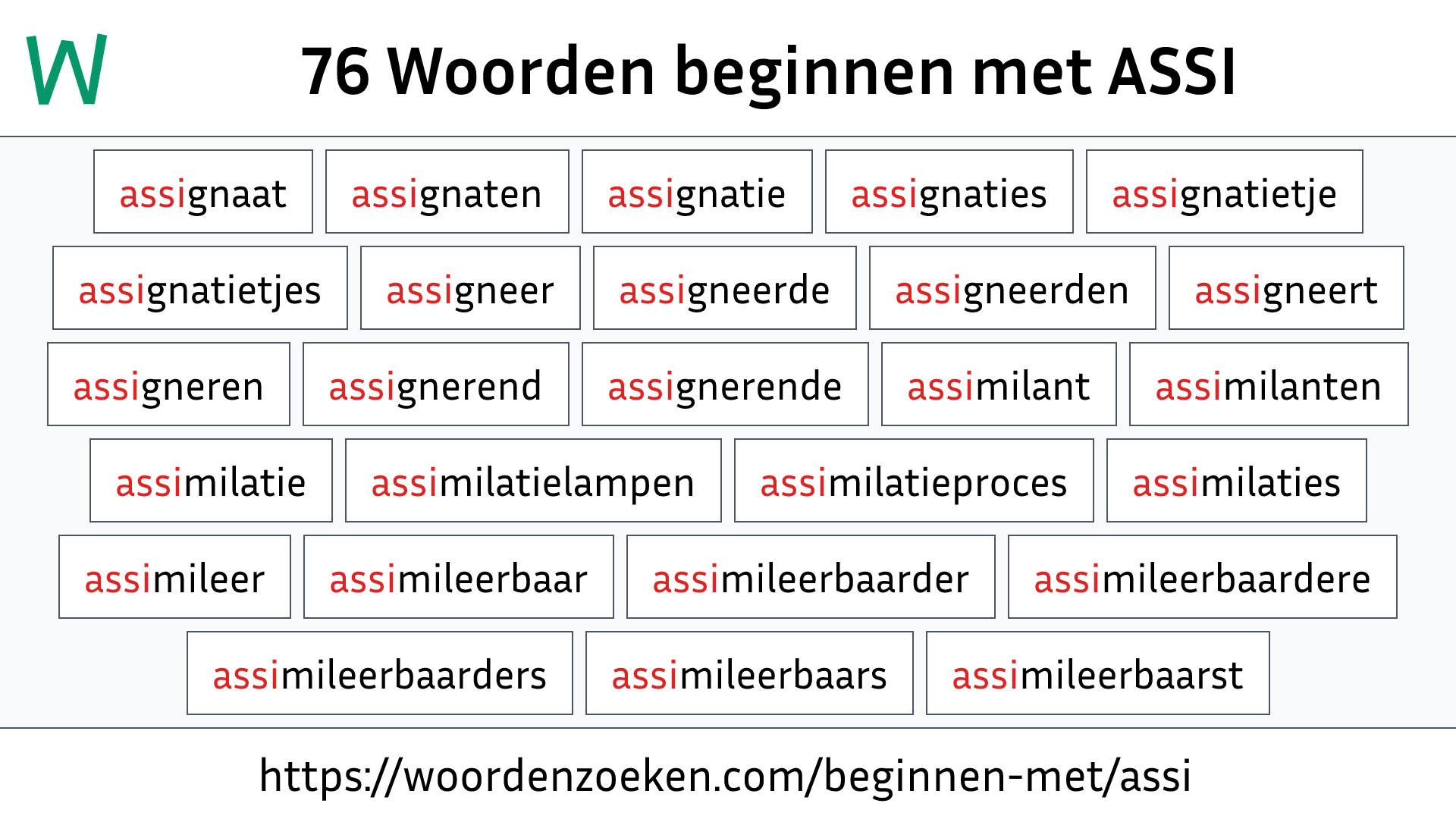 Woorden beginnen met ASSI