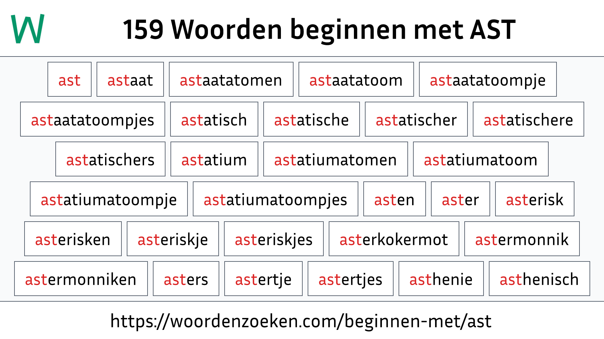 Woorden beginnen met AST