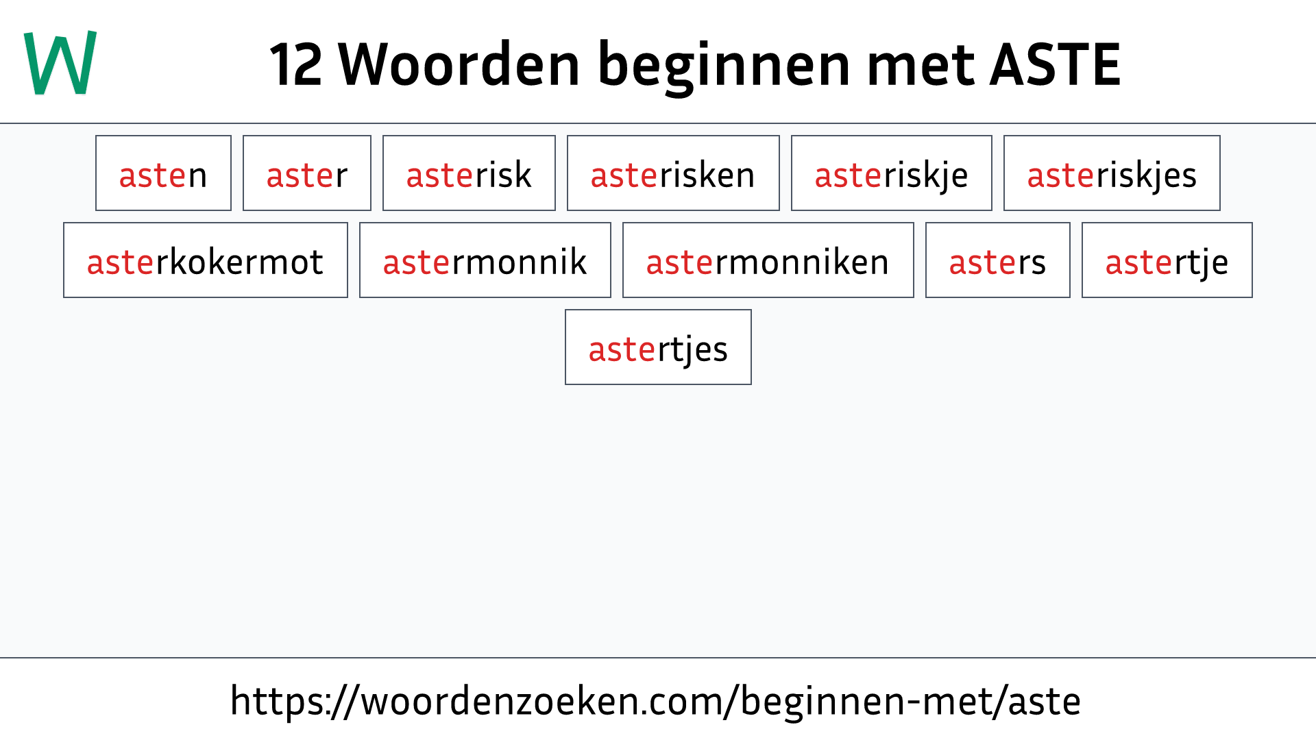 Woorden beginnen met ASTE