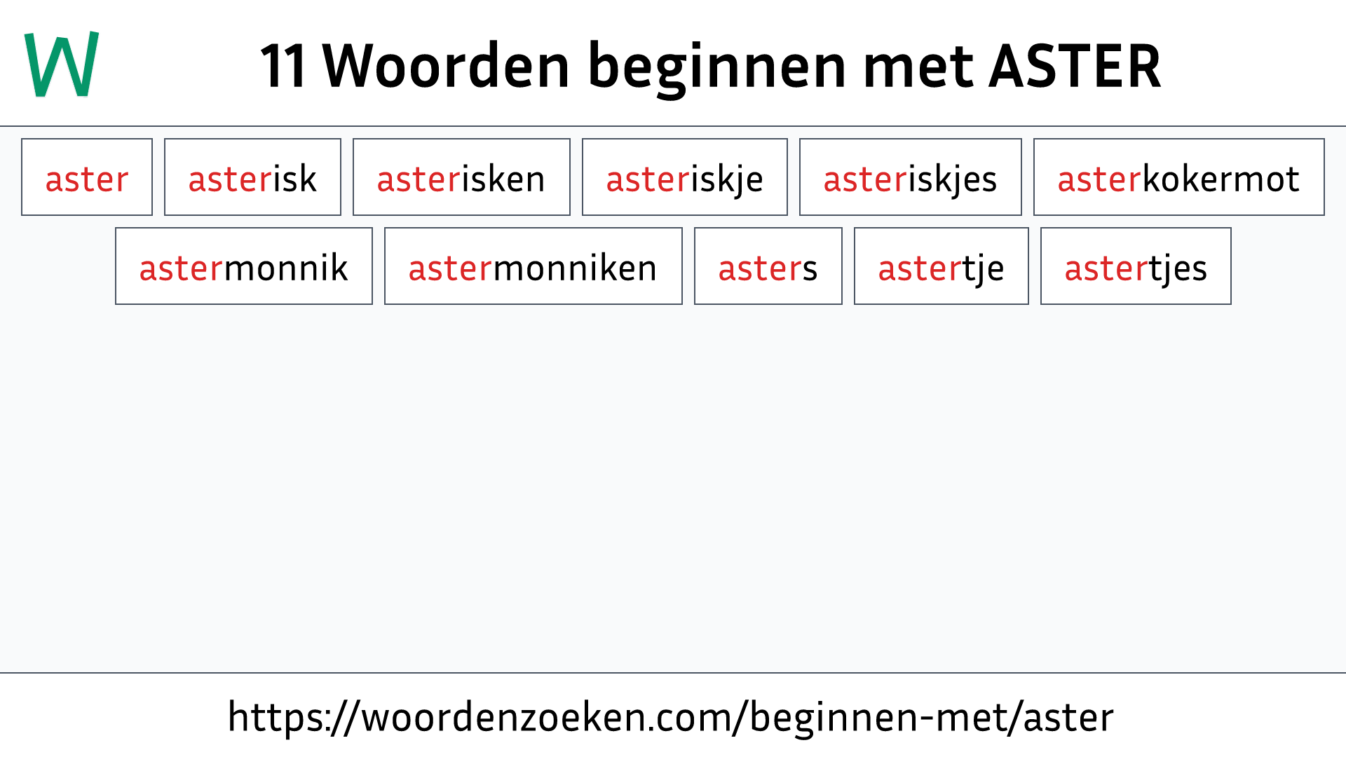 Woorden beginnen met ASTER