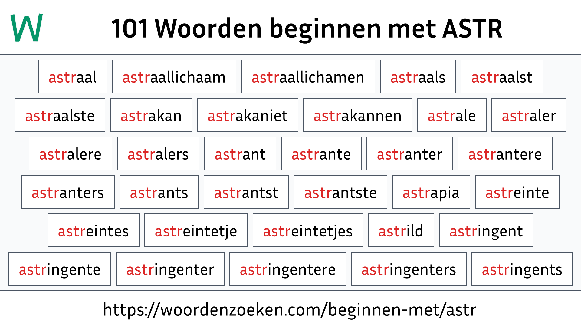 Woorden beginnen met ASTR