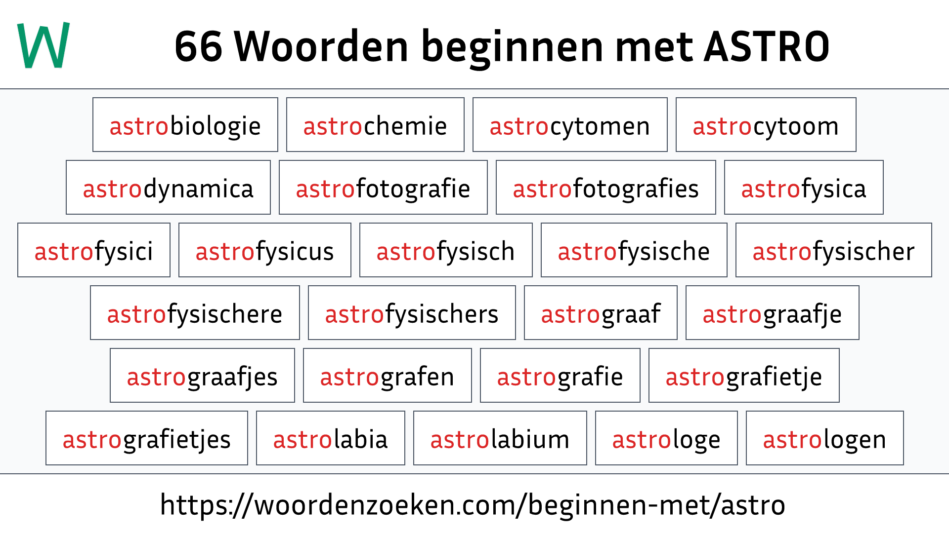 Woorden beginnen met ASTRO