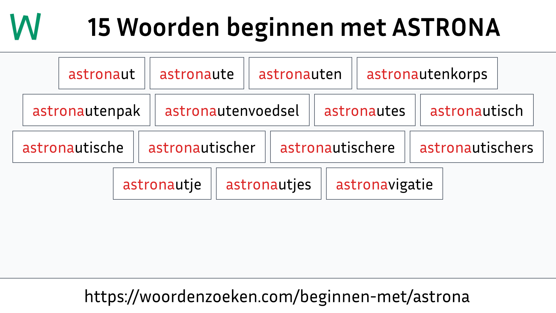 Woorden beginnen met ASTRONA