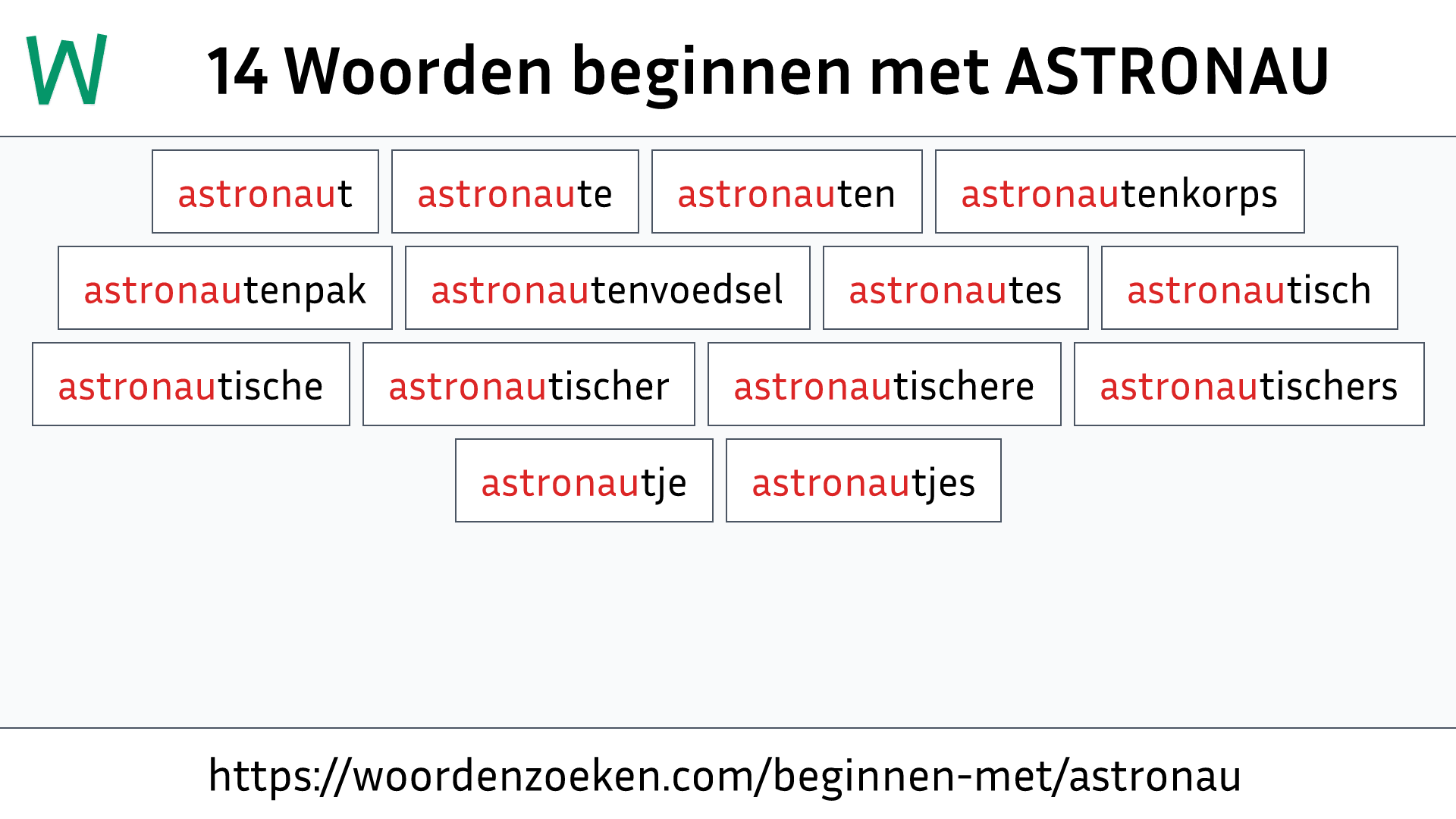 Woorden beginnen met ASTRONAU