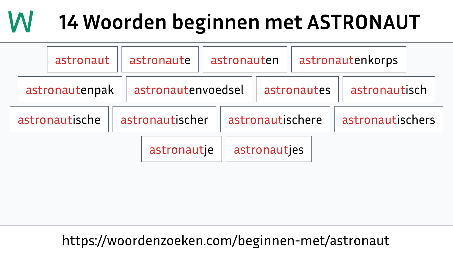 Woorden beginnen met ASTRONAUT