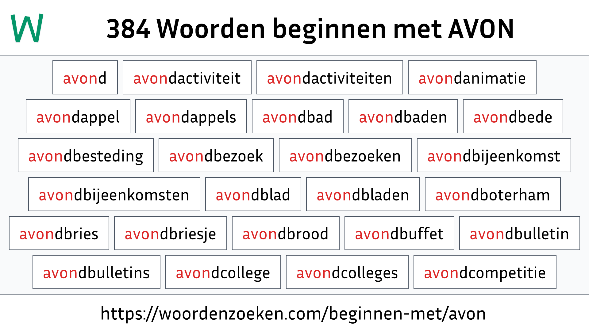 Woorden beginnen met AVON