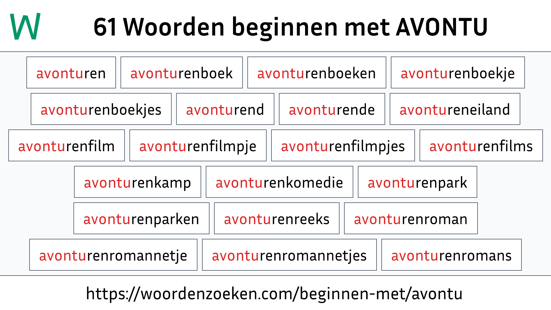 Woorden beginnen met AVONTU