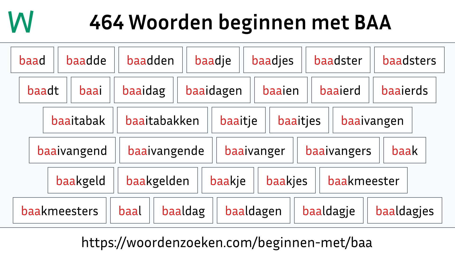 Woorden beginnen met BAA