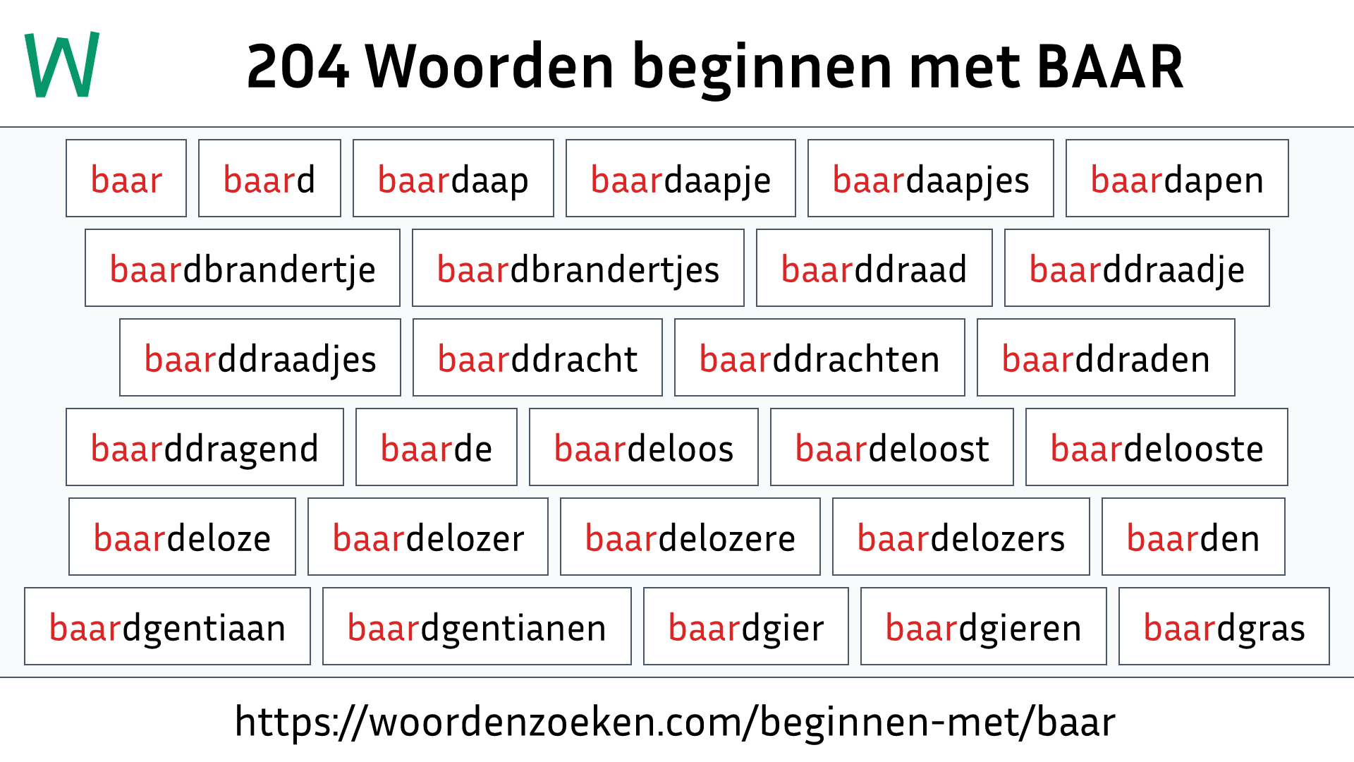 Woorden beginnen met BAAR