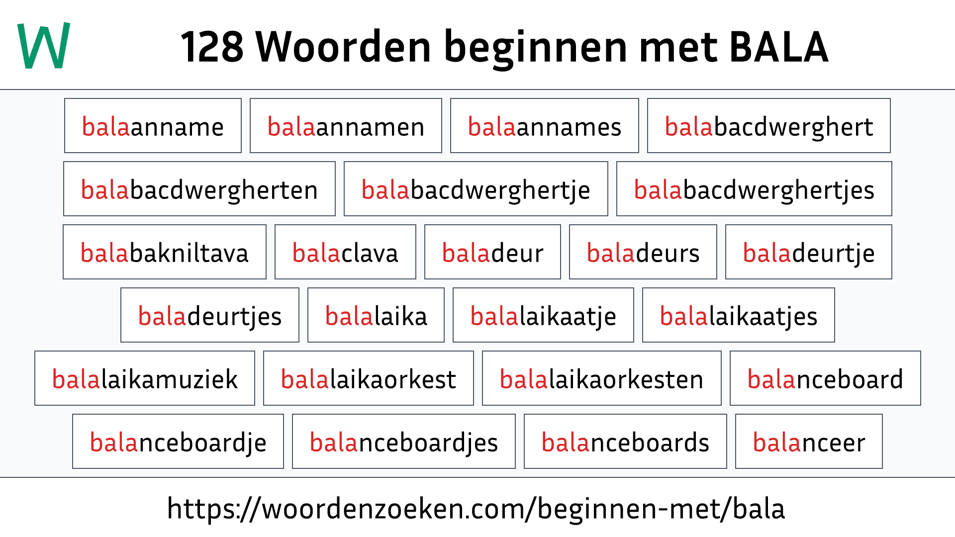 Woorden beginnen met BALA