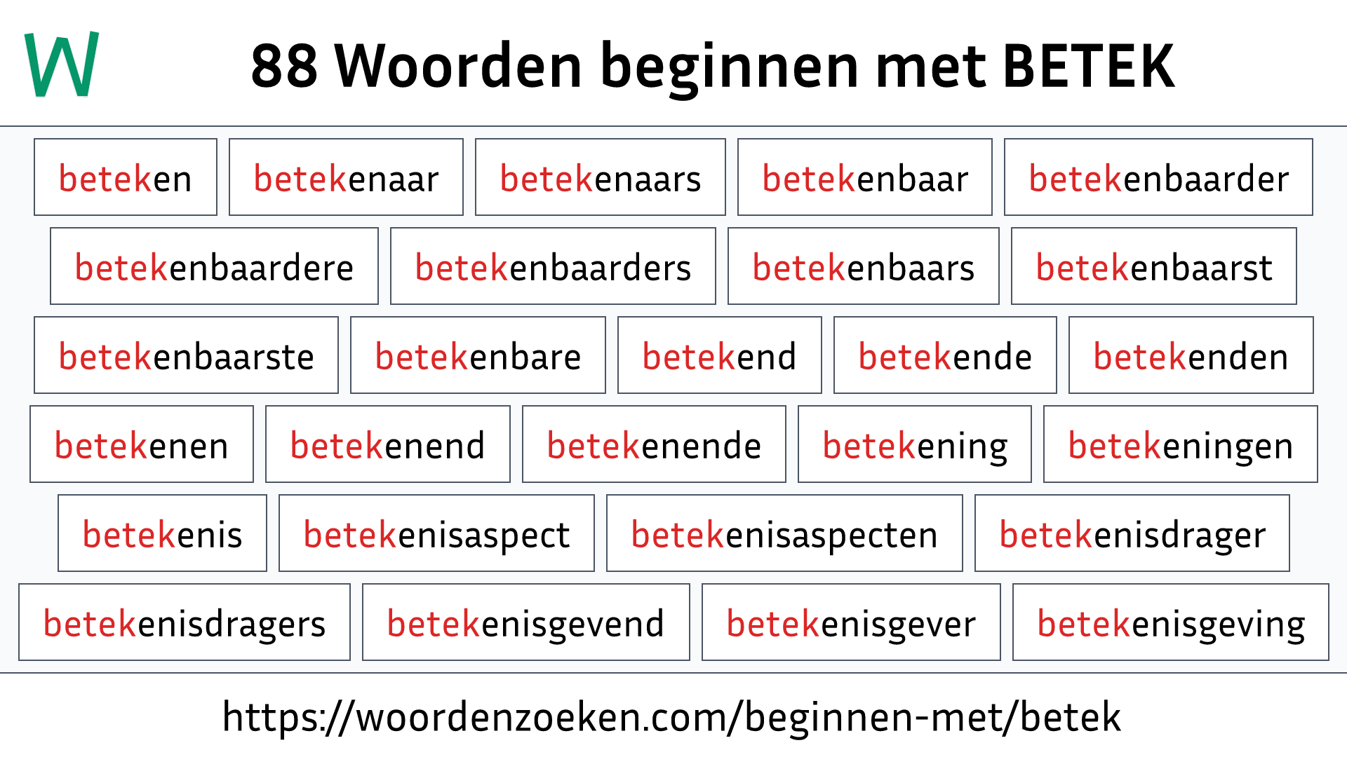 Woorden beginnen met BETEK