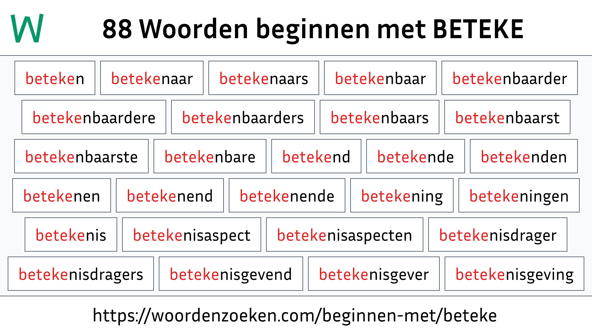 Woorden beginnen met BETEKE