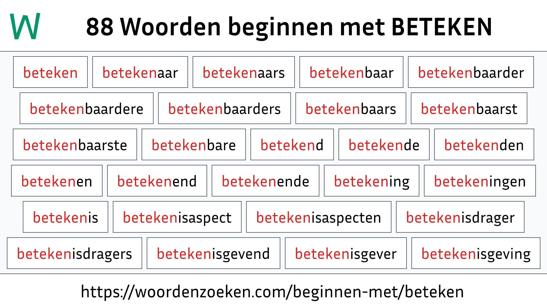 Woorden beginnen met BETEKEN