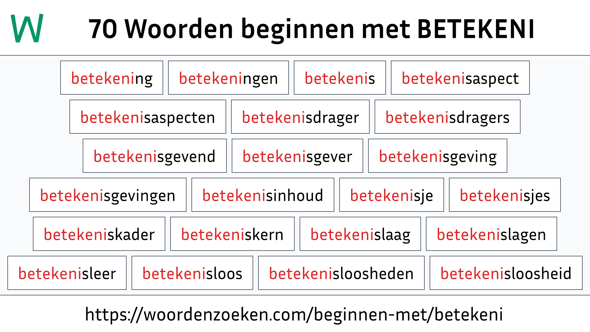 Woorden beginnen met BETEKENI