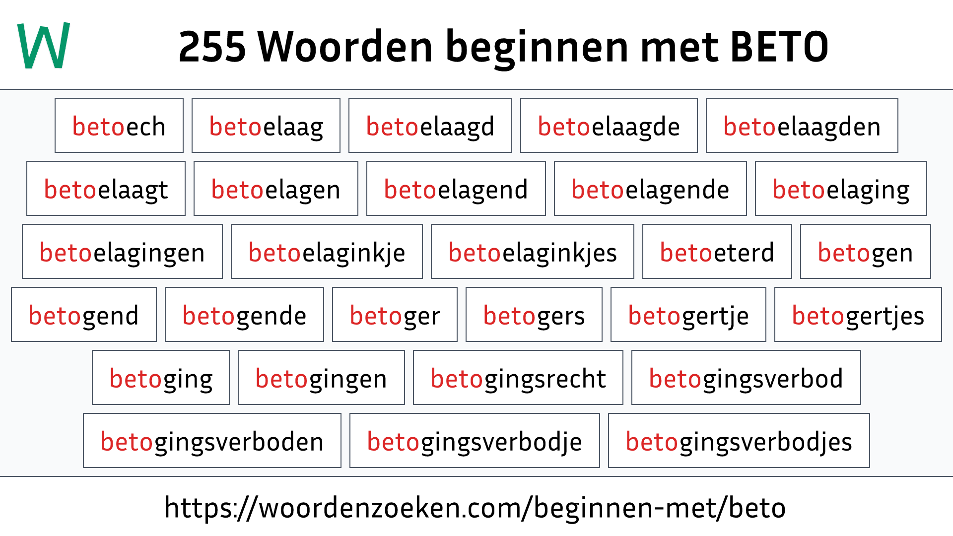 Woorden beginnen met BETO