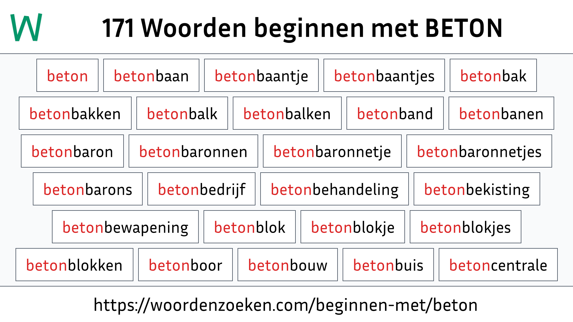 Woorden beginnen met BETON