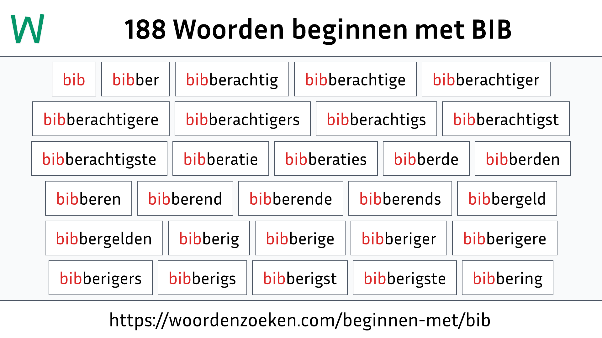 Woorden beginnen met BIB