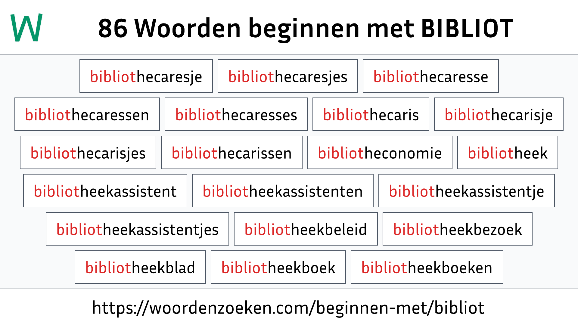 Woorden beginnen met BIBLIOT