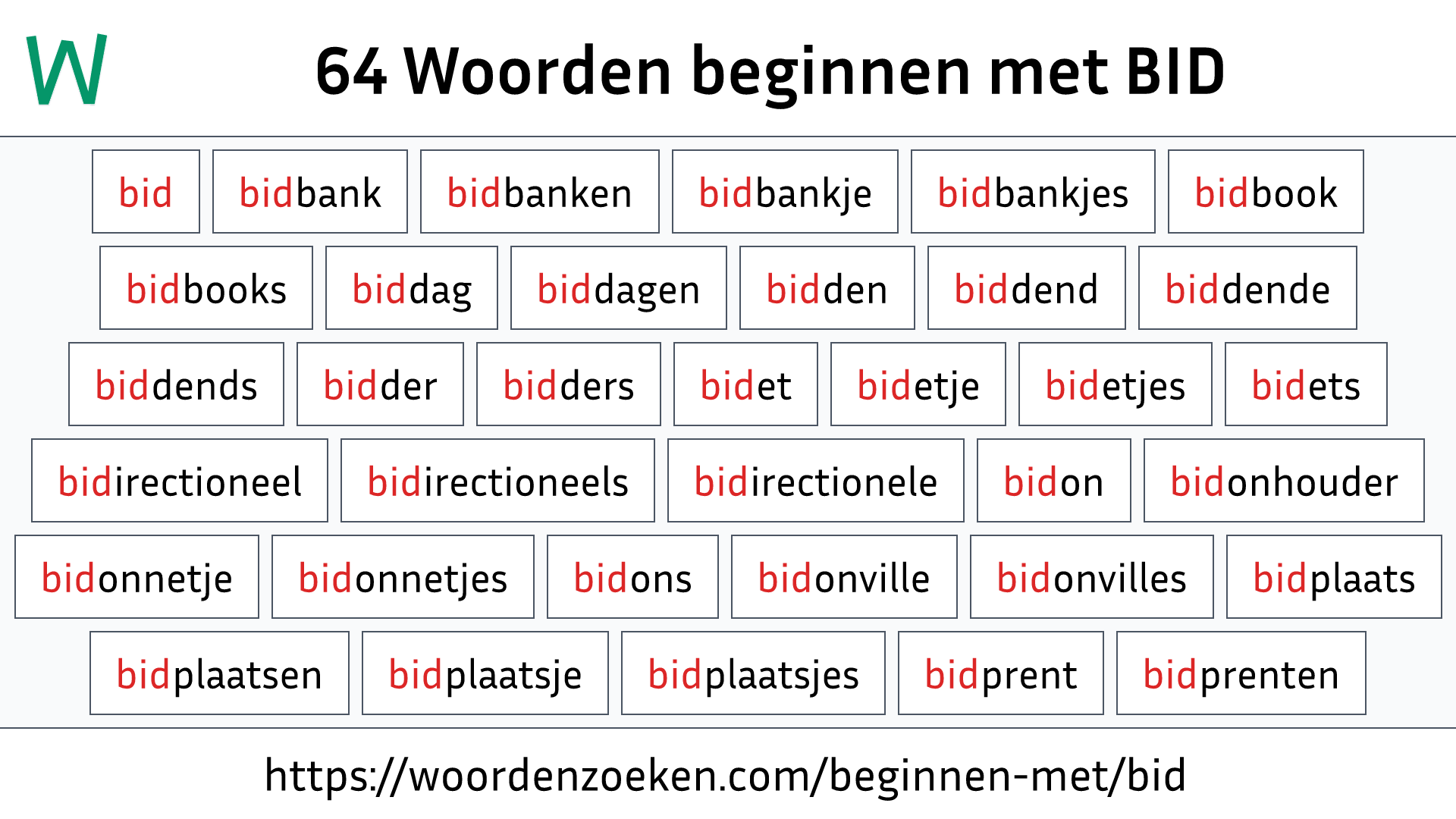 Woorden beginnen met BID